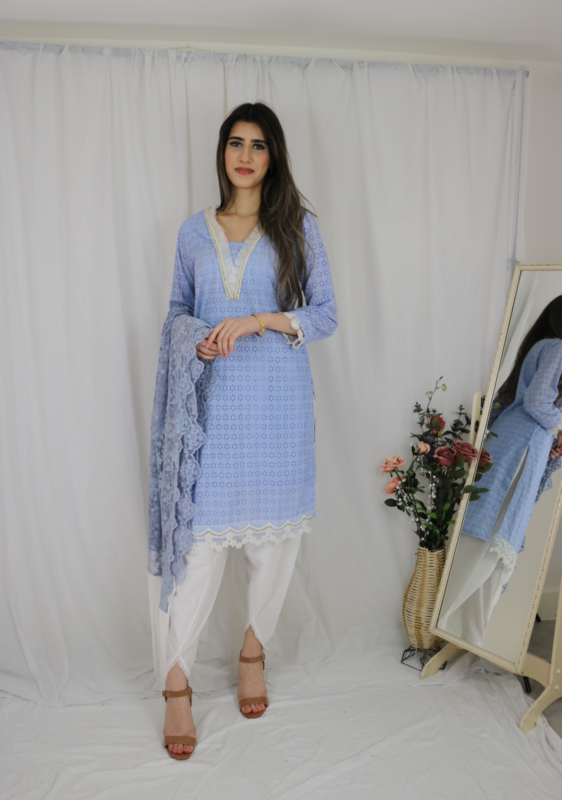 MADIHA Sky Blue Chickenkari